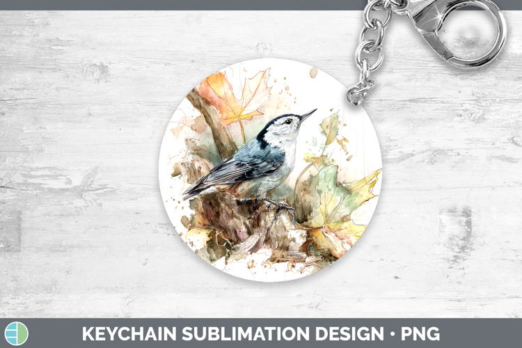 Nuthatch Birds 01 Sketch Keychain Sublimation Design