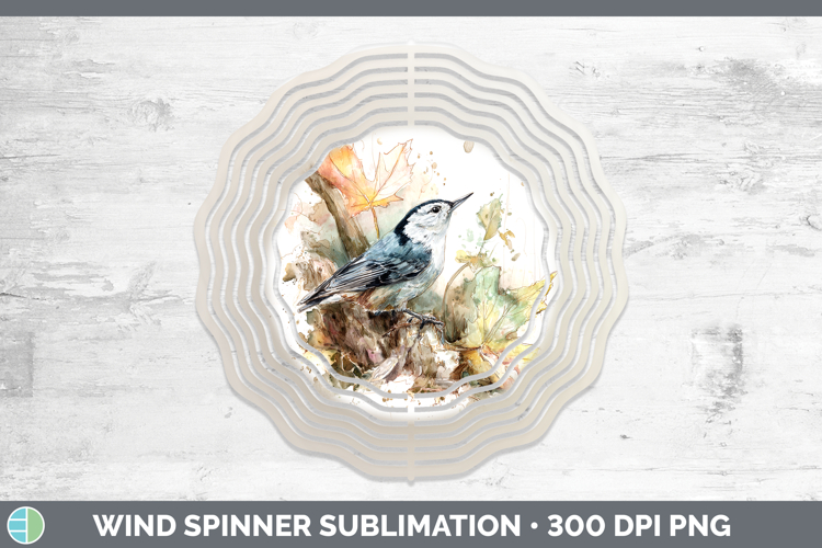 Nuthatch Birds 01 Sketch Wind Spinner Sublimation Design