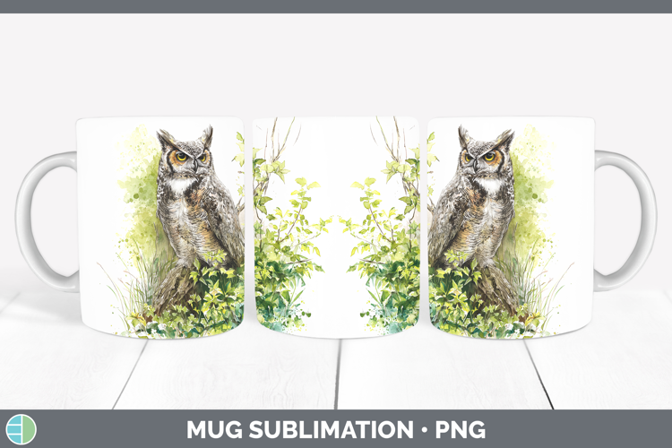 Owl Birds 01 Sketch Mug Wrap Sublimation Design