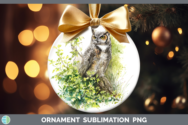Owl Birds 01 Sketch Ornament Sublimation Design