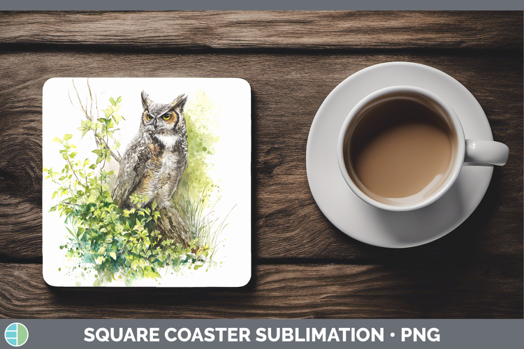 Owl Birds 01 Sketch Square Coaster Sublimation Design