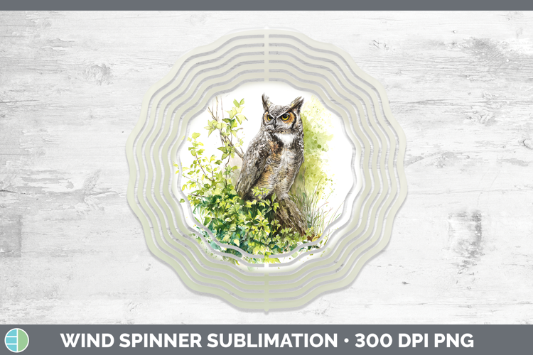 Owl Birds 01 Sketch Wind Spinner Sublimation Design