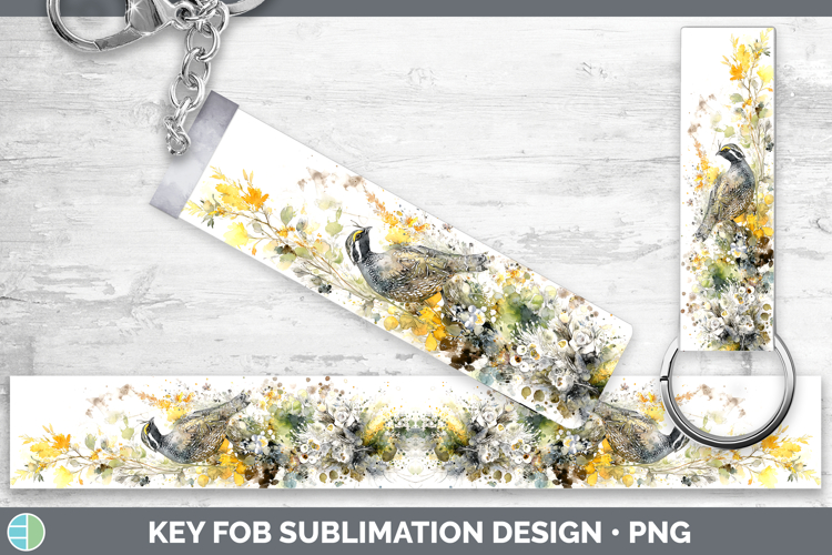 Quail Birds 01 Sketch Key Fob Sublimation Design