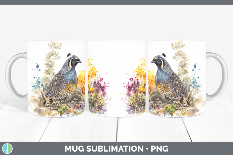 Quail Birds 01 Sketch Mug Wrap Sublimation Design