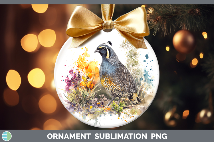 Quail Birds 01 Sketch Ornament Sublimation Design