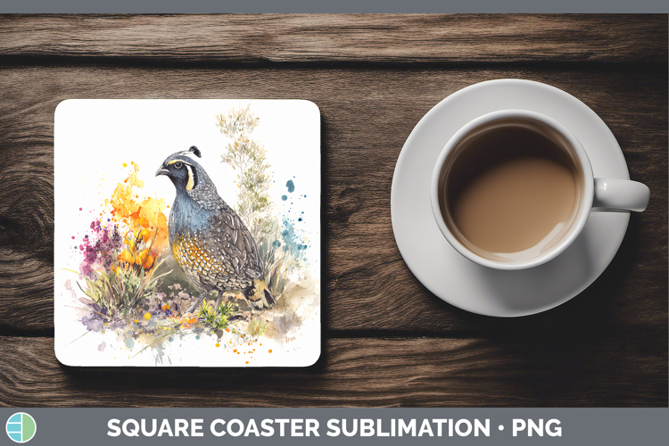 Quail Birds 01 Sketch Square Coaster Sublimation Design