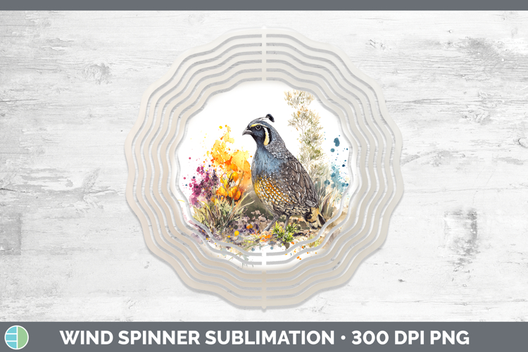 Quail Birds 01 Sketch Wind Spinner Sublimation Design