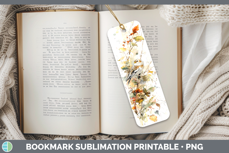 Snow Bunting Birds 01 Sketch Bookmark Sublimation Design