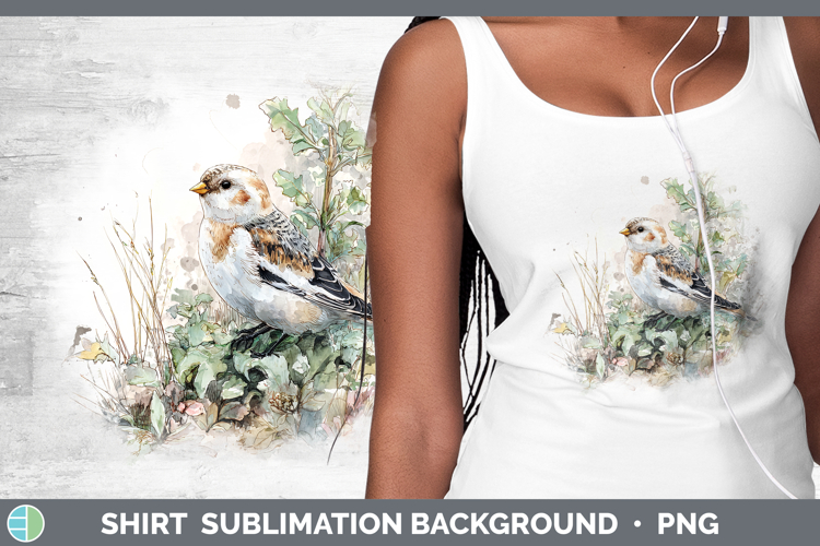 Snow Bunting Birds 01 Sketch Shirt Sublimation Design