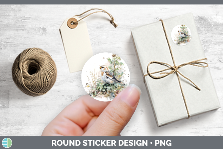 Snow Bunting Birds 01 Sketch Stickers Design
