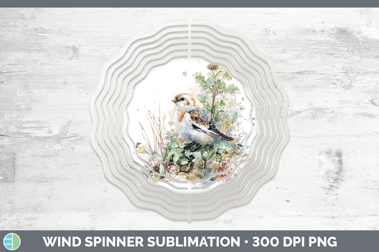 Snow Bunting Birds 01 Sketch Wind Spinner Sublimation Design