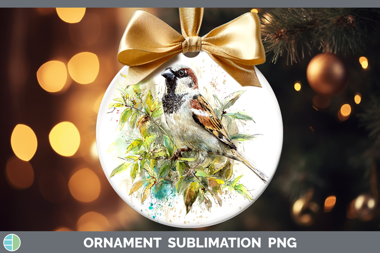 Sparrow Birds 01 Sketch Ornament Sublimation Design