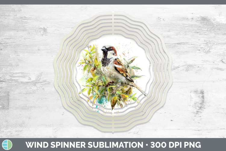 Sparrow Birds 01 Sketch Wind Spinner Sublimation Design