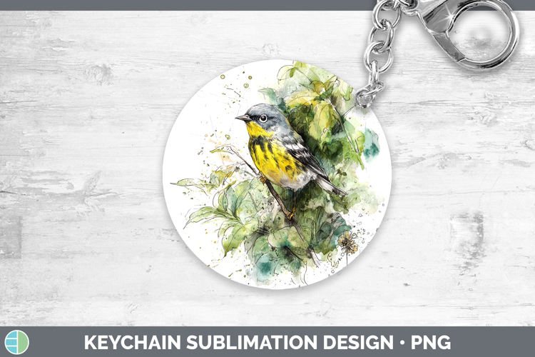 Warbler Birds 01 Sketch Keychain Sublimation Design