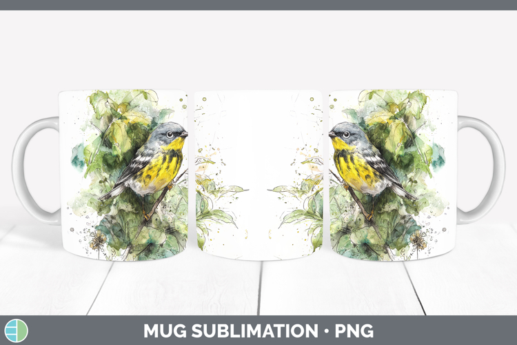 Warbler Birds 01 Sketch Mug Wrap Sublimation Design