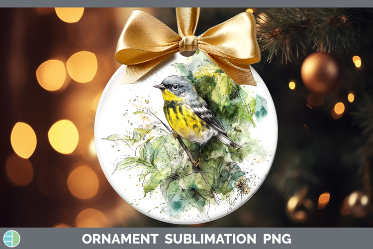 Warbler Birds 01 Sketch Ornament Sublimation Design