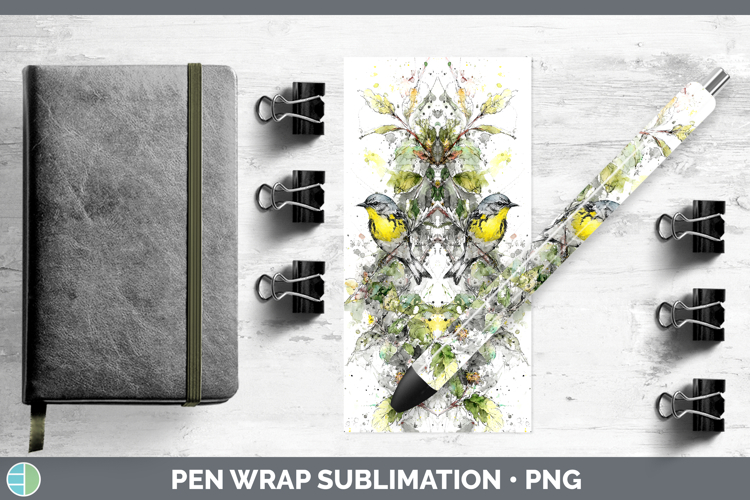 Warbler Birds 01 Sketch Pen Wrap Sublimation Design