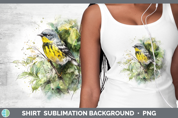 Warbler Birds 01 Sketch Shirt Sublimation Design