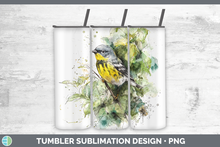 Warbler Birds 01 Sketch Tumbler Sublimation Design