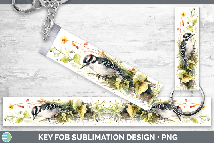 Woodpecker Birds 01 Sketch Key Fob Sublimation Design