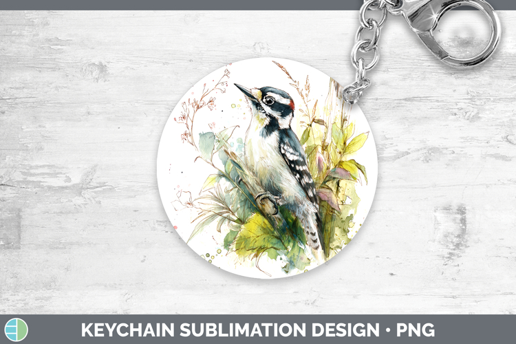 Woodpecker Birds 01 Sketch Keychain Sublimation Design