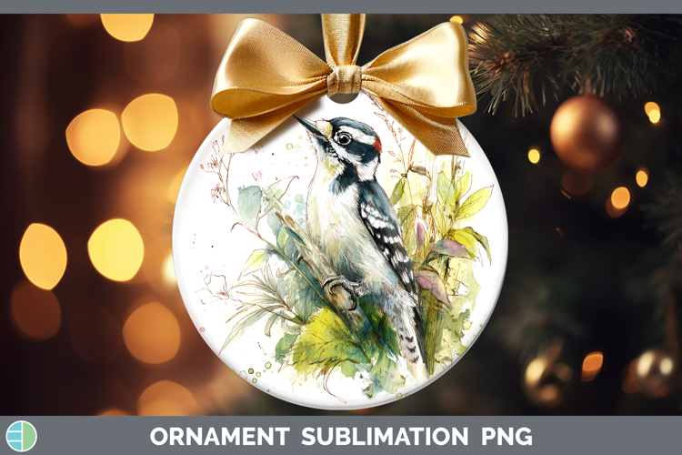 Woodpecker Birds 01 Sketch Ornament Sublimation Design