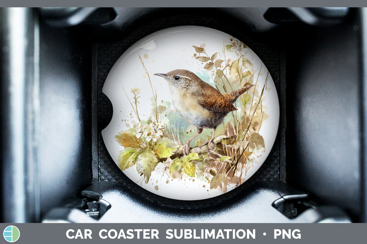 Wren Birds 01 Sketch Car Coaster Sublimation Design