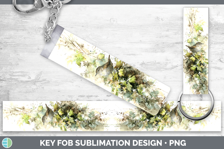 Wren Birds 01 Sketch Key Fob Sublimation Design