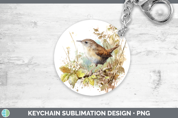 Wren Birds 01 Sketch Keychain Sublimation Design