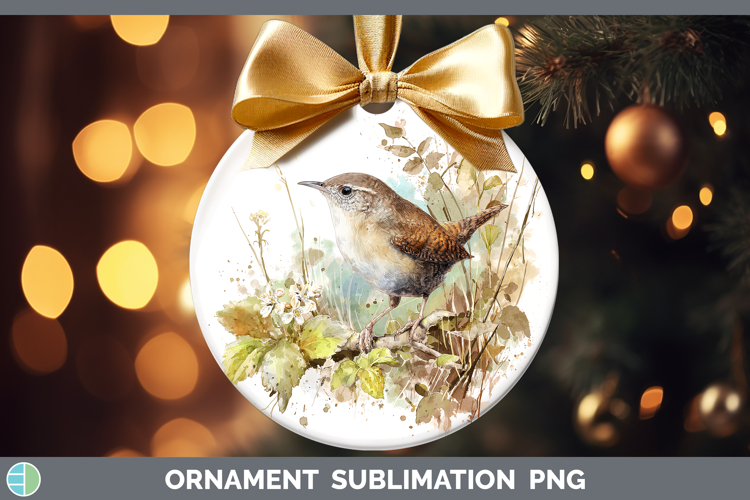 Wren Birds 01 Sketch Ornament Sublimation Design