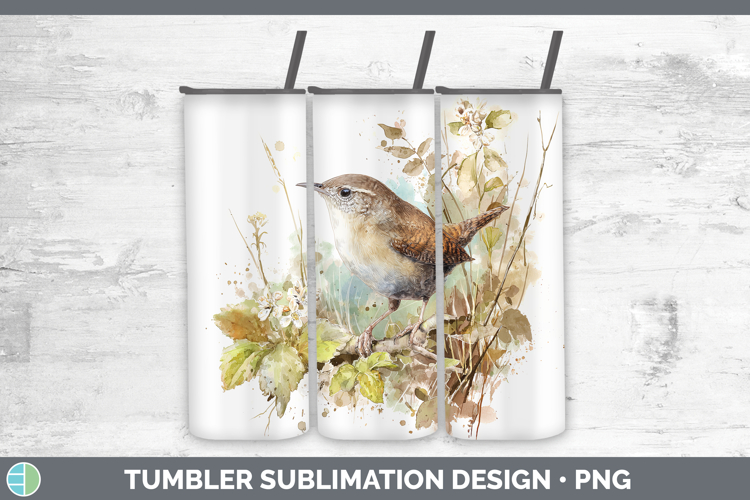 Wren Birds 01 Sketch Tumbler Sublimation Design