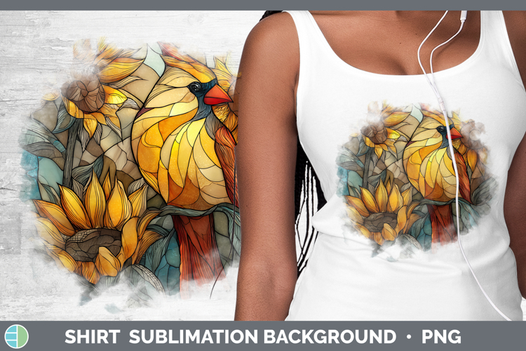 Cardinal Shirt Birds 01 Stained Glass Sunflower Sublimation