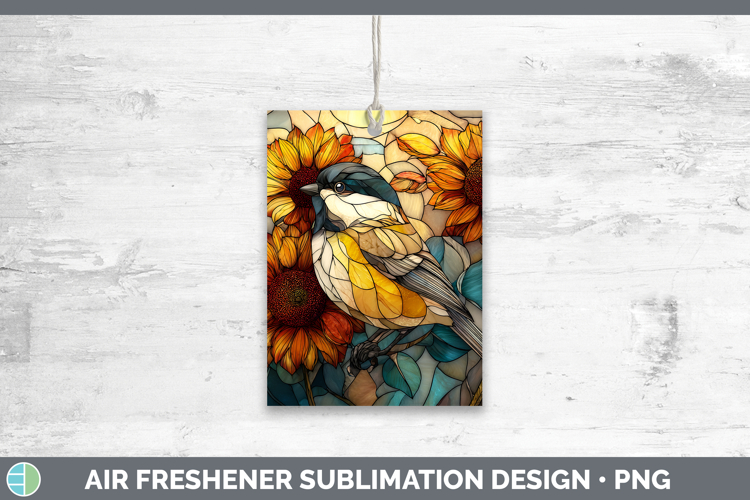 Chickadee Air Freshener Birds 01 Stained Glass Sunflower Sub