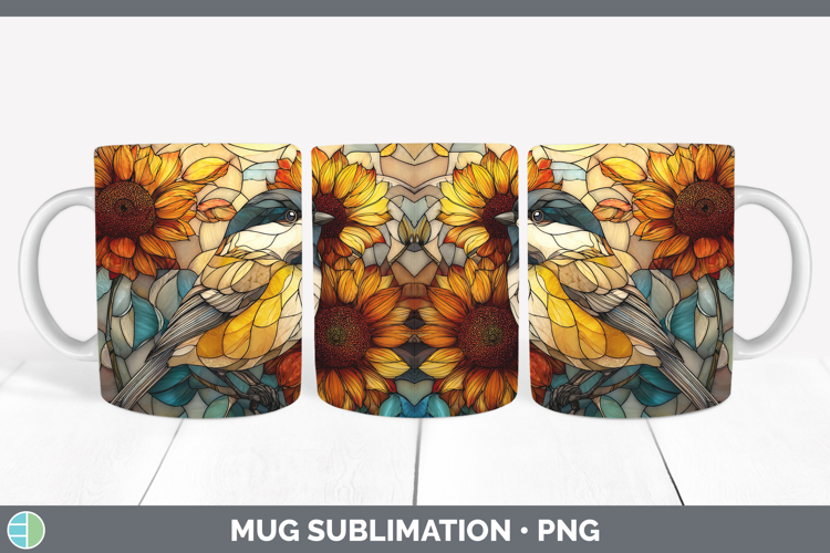 GorgeousBirds 01 Stained Glass Sunflower Mug Wrap design.