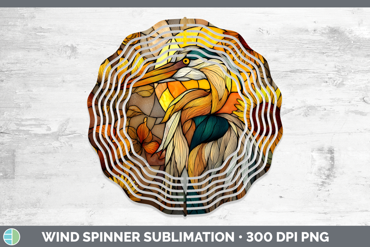 Great Blue Heron Wind Spinner Birds 01 Stained Glass Sunflow
