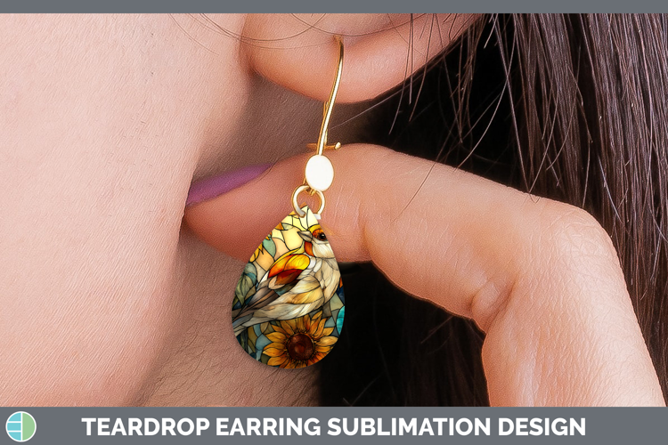 Snow Bunting Teardrop Earrings Birds 01 Stained Glass Sunflo