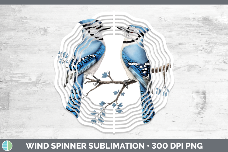 Birds 01 Vintage Blue Jay Wind Spinner Sublimation Spinner D