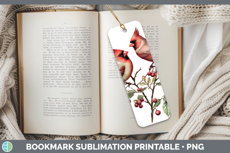 Birds 01 Vintage Cardinal Bookmark Sublimation Printable Des