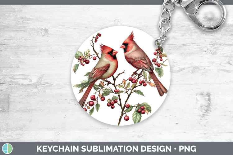 Birds 01 Vintage Cardinal Keychain Sublimation Keyring Desig