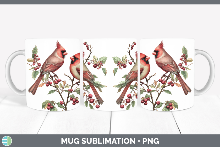 Birds 01 Vintage Cardinal Mug Wrap Sublimation Coffee Cup De