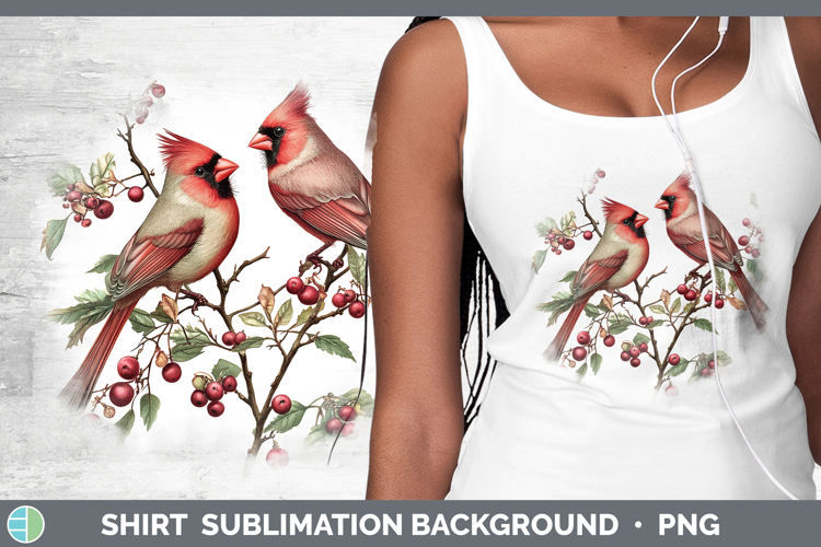 Birds 01 Vintage Cardinal Shirt Sublimation Background Desig