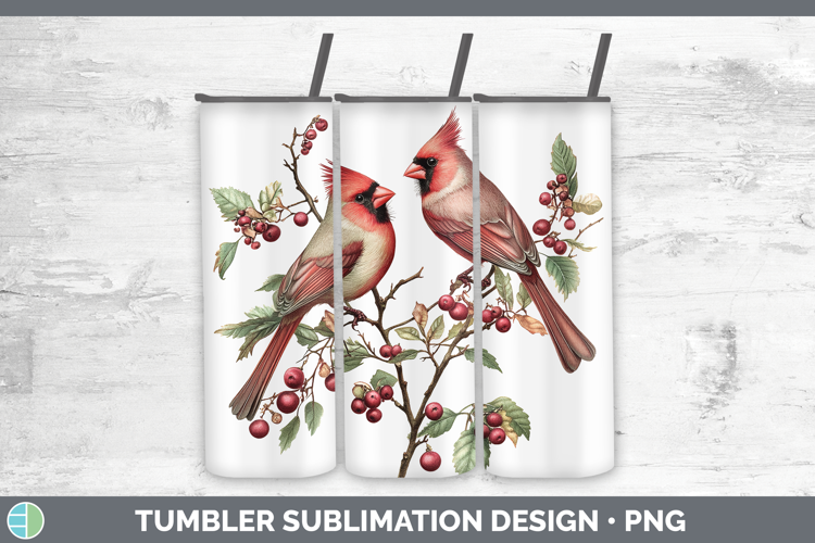 Birds 01 Vintage Cardinal Tumbler Sublimation 20 oz Skinny T