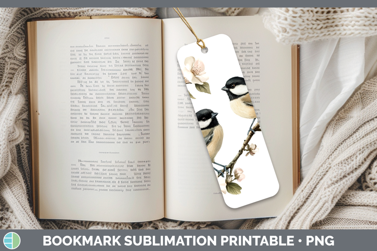 Birds 01 Vintage Chickadee Bookmark Sublimation Printable De