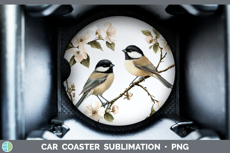 Birds 01 Vintage Chickadee Car Coaster Sublimation Designs
