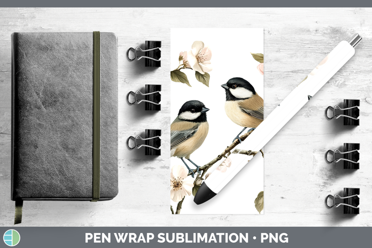 Birds 01 Vintage Chickadee Pen Wrap Sublimation Pen Designs