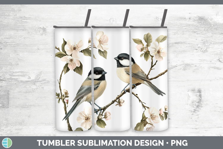 Birds 01 Vintage Chickadee Tumbler Sublimation 20 oz Skinny
