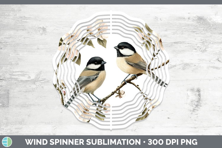 Birds 01 Vintage Chickadee Wind Spinner Sublimation Spinner