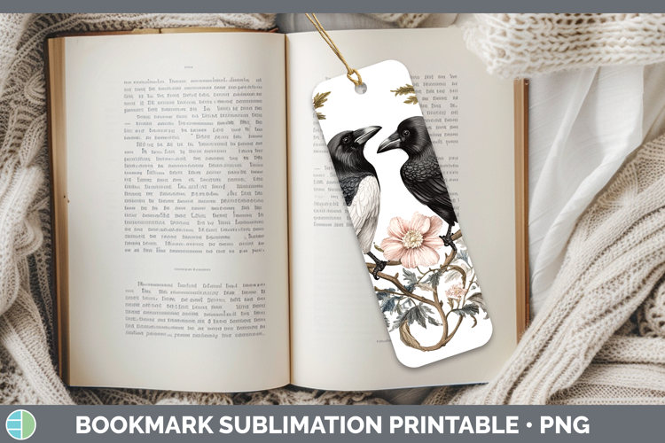 Birds 01 Vintage Crow Bookmark Sublimation Printable Designs