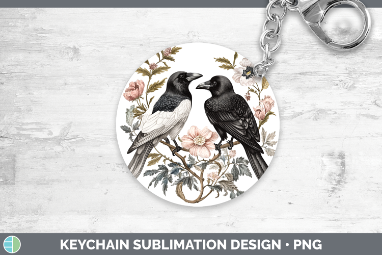 Birds 01 Vintage Crow Keychain Sublimation Keyring Designs