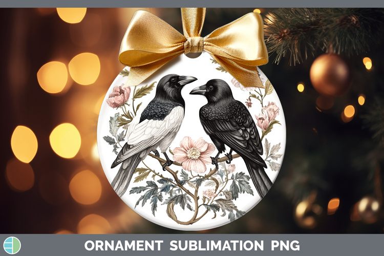 Birds 01 Vintage Crow Ornament Sublimation Bauble Designs
